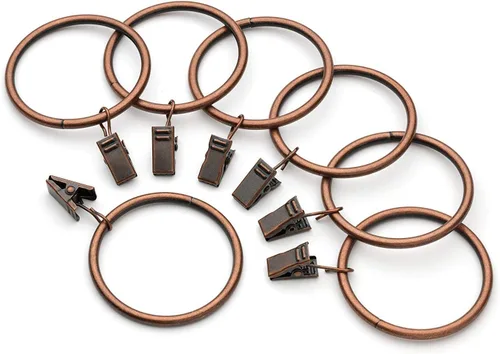 Vista 3 de HD6063 Paquete de 14 anillos de cortina con clips, 2.5 pulgadas de diámetro interior (14, latón antiguo)