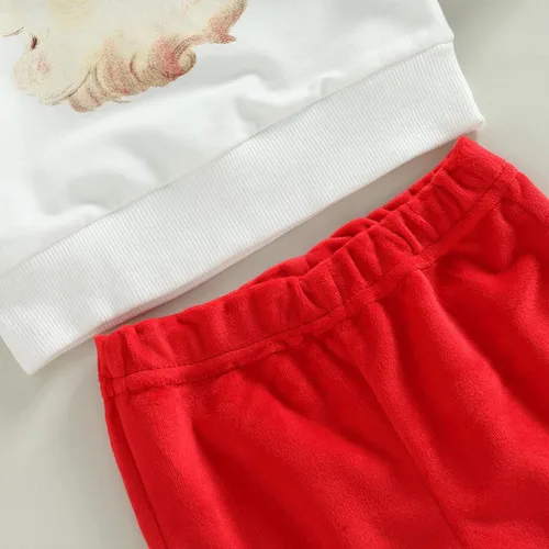 Vista 28 de Gueuusu Conjunto de ropa de manga larga para bebé niña con texto en inglés "My 1st Christmas", sudadera de manga larga con pantalones acanalados