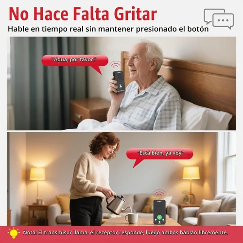 Vista 2 de CallToU Intercomunicadores dúplex completos inalámbricos para el hogar para personas mayores y cuidadores - 500 pies de largo alcance, sin tarifa