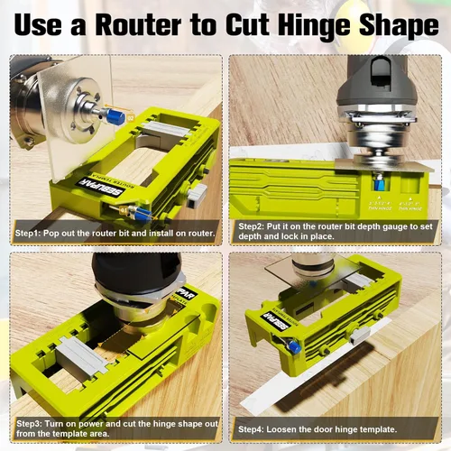 Vista 5 de Plantilla para bisagras de puerta, mortajadora de bisagras de puerta, plantilla de router se adapta a bisagras de puerta de 3" a 5" de longitud