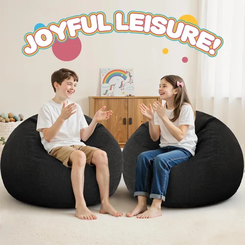 Vista 6 de HABUTWAY 2 puf de 2 pies, puf gigante para adolescentes y adultos, puf grandes con relleno de espuma viscoelástica, puf grandes con funda de pana