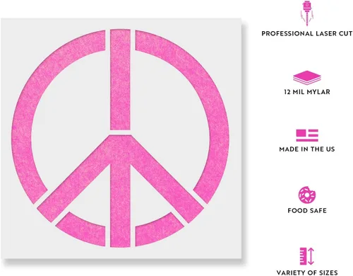 Vista 2 de Plantilla hippie - Impresión de signo de paz, signos de paz