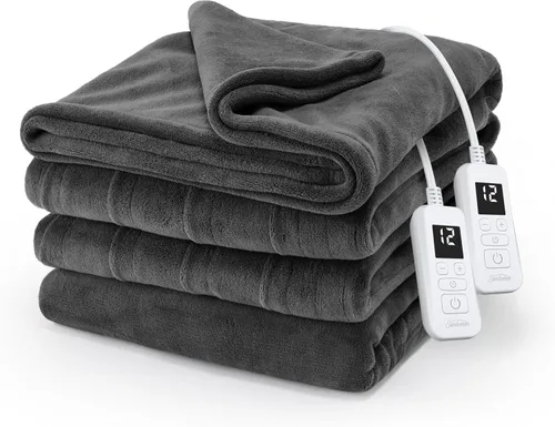 Vista 19 de Manta eléctrica térmica Sunbeam Royal Luxe de microfelpa, 12 ajustes de calor, apagado automático seleccionable de 12 horas, calentamiento rápido