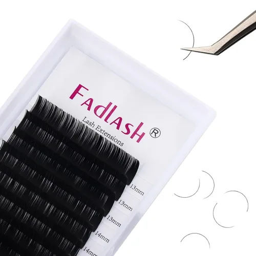 Vista 40 de Extensiones de pestañas de volumen regular, bandeja mixta, 0.03 mm, rizo B, 8-14 mm, de visón premium y seda, volumen de pestañas, suaves, mate