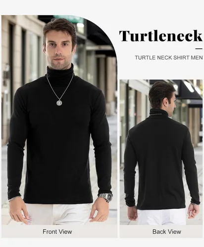 Vista 5 de Camiseta de manga larga para hombre, ajustada, ligera, con cuello de tortuga