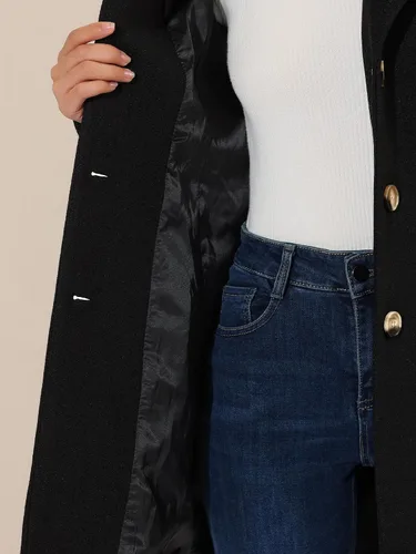Vista 6 de Allegra K Abrigos de invierno con solapa y muesca para mujer Coffee