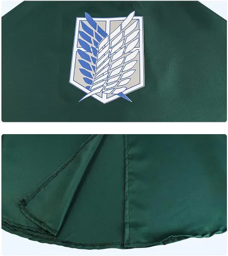 Vista 5 de PashaLs Capa de anime de 2 piezas, capa de alas con capucha verde, capa de disfraz de anime con collar, 29.9 pulgadas de longitud