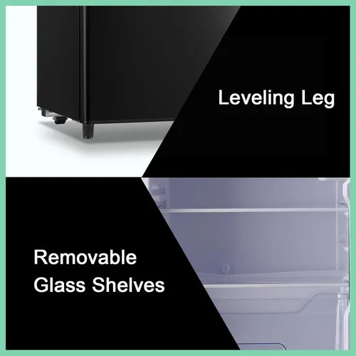 Vista 5 de WANAI Mini refrigerador de 3.2 pies cúbicos de una sola puerta con congelador con control ajustable de 5 temperaturas para el hogar, cocina, Negro