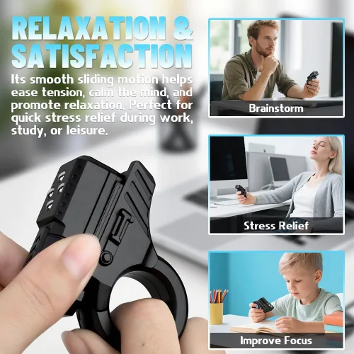 Vista 4 de Deslizador 3D Fidget para niños y adultos, anillo de plástico 5 en 1 EDC Fidget Spinner escritorio para aliviar el estrés, rodillo de mano