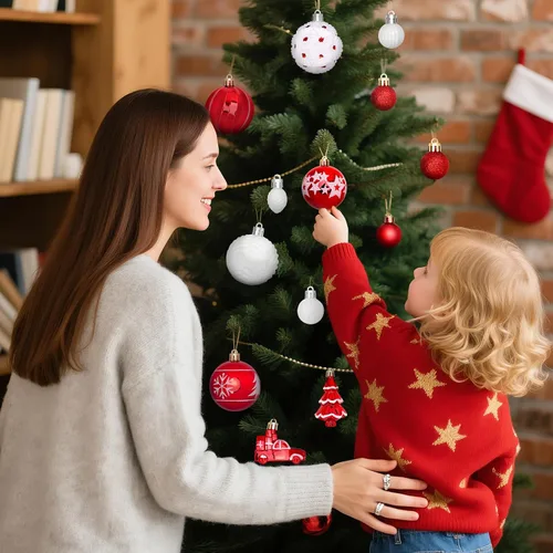 Vista 6 de DeckTheHalls 42 adornos de Navidad, varios estilos de adornos de bolas de Navidad, bolas de Navidad inastillables para decoración de árbol