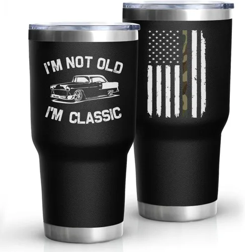 Vista 9 de Vaso de acero inoxidable aislado de 30 onzas con tapa y popote para el Día del Padre, Navidad y cumpleaños