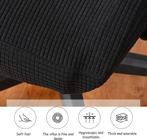 Vista 6 de Funda para silla de color puro, protector de asiento suave para silla de escritorio para silla de oficina, comedor (negro)