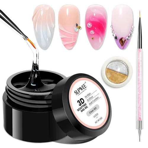 Vista 15 de Gel de uñas sólido Builder, gel duro transparente para esculpir uñas Aqua Clear