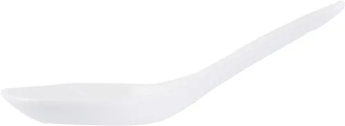 Vista 18 de Restaurantware Cuchara de degustación asiática de 4.9 pulgadas: aperitivo de porcelana blanca y cuchara de sopa - Perfecto para eventos de catering