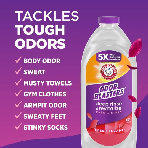 Vista 4 de ARM & HAMMER Odor Blasters Enjuague Profundo y Revitalizante para Telas, Aditivo para Lavandería, Elimina Sudor y Olores a Humedad, Aroma Fresh