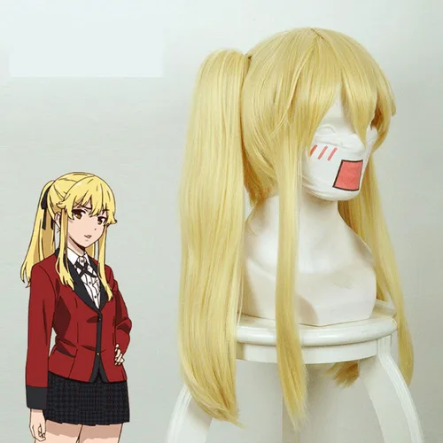 Vista 3 de Uearlid Kakegurui Heat Resistant Cosplay Wig Ririka Momobami Runa Yomozuki Mary Saotome Jabami Cosplay Wigs + Wig CAP Beige Coser Wig