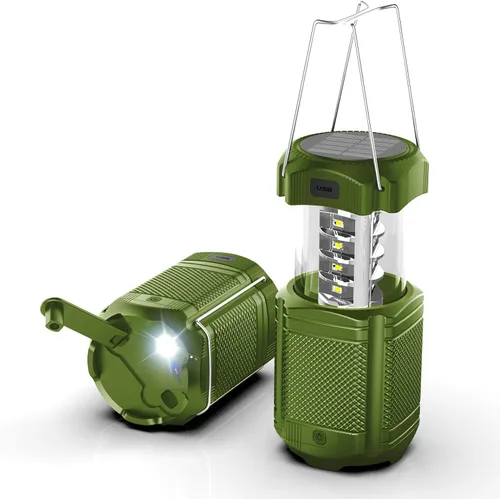Vista 8 de Linterna de camping 5000mAh Solar con manivela telescópica, linterna LED recargable con USB, carga portátil para cortes de energía, lámpara