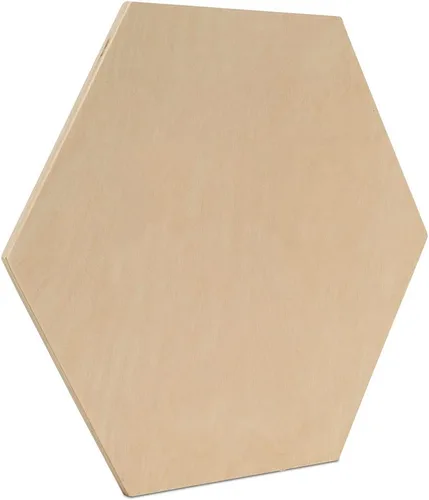 Vista 2 de Espacios hexagonales de madera sin terminar de 12 pulgadas, paquete de 1 recorte hexagonal para formas de madera artesanal y decoración de panal
