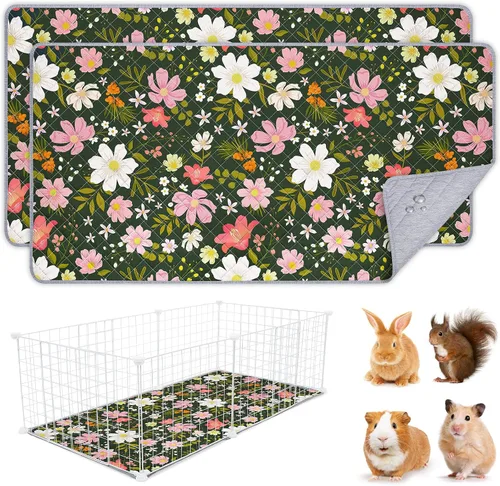 Vista 18 de 2 paquetes de ropa de cama para conejillo de indias, forro lavable para jaula de conejillo de indias, tapete reutilizable para conejillo de indias