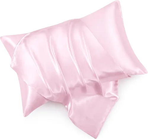 Vista 16 de Juego de 2 fundas de almohada de satén negro estándar con cierre de sobre, funda de almohada de seda negra para cabello y piel (20 x 26 pulgadas)