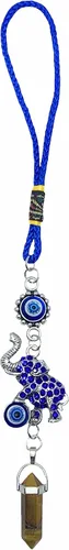 Vista 11 de LUCKBOOSTIUM Llavero de elefante de ojo turco y mandala con piedra preciosa de amatista, llavero decorativo contra el mal de ojo para bendición