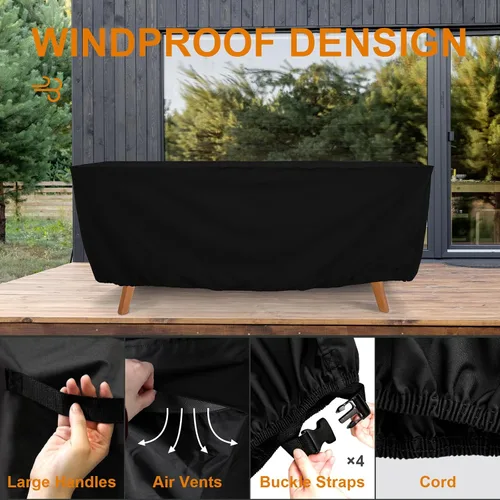 Vista 4 de Tempera Fundas para muebles de patio, fundas impermeables para mesas y sillas de exterior, fundas de comedor al aire libre, funda rectangular