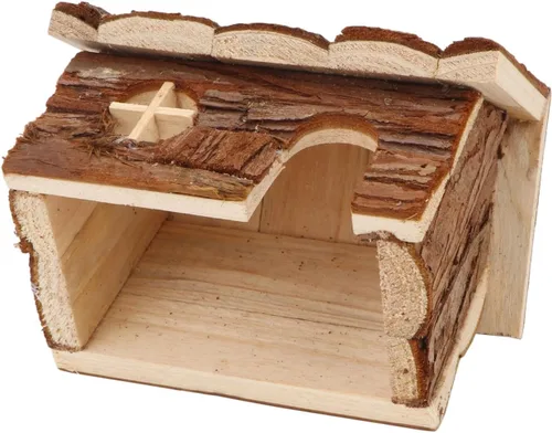 Vista 5 de Wontee Hamster Wood House - Cabaña escondida para hámsteres enanos, ratones, jerbos pequeños (pequeño)