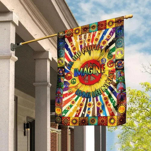 Vista 14 de Banderas PSL318F - Bandera hippie de personas que viven la vida en paz PSL318F, bandera de jardín (11.5 x 17.5 pulgadas), banderas de jardín de casa