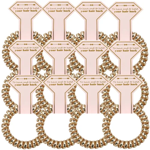 Vista 14 de Lazos para el cabello, 12 bobinas en espiral para despedida de soltera, regalo de dama de honor para novia, boda, mujeres, fiestas, invitados, Negro