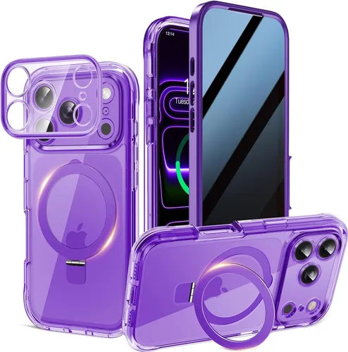 Vista 11 de Funda magnética de privacidad para iPhone 17 Pro Max [Cartulina Aurora con purpurina] [Soporte magnético invisible] protector de pantalla integrado