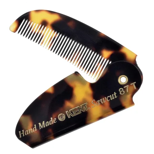 Vista 12 de Kent 87T - Peine de bolsillo plegable hecho a mano de grafito para hombres, peine alisador de pelo de dientes finos para el cuidado diario