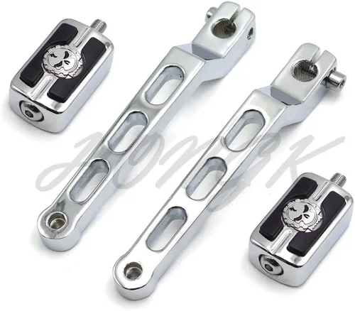 Vista 5 de HONGK - Palancas de cambio de talón/punta de aluminio cromado con clavijas de palanca de cambios compatibles con H-D Heritage Softail FLST
