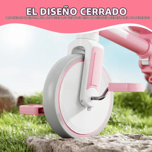 Vista 6 de KORIMEFA Triciclo 5 en 1 para niños pequeños de 1 a 3 años, bicicleta para Rosa