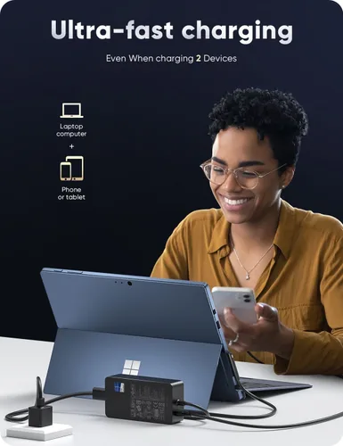 Vista 4 de Cargador de superficie de 102 W, cargador Microsoft Surface para Surface Book 1/2/3, Surface Laptop Studio 1/2, Surface Pro 3/4/5/6/7/7+/8/9/10/11