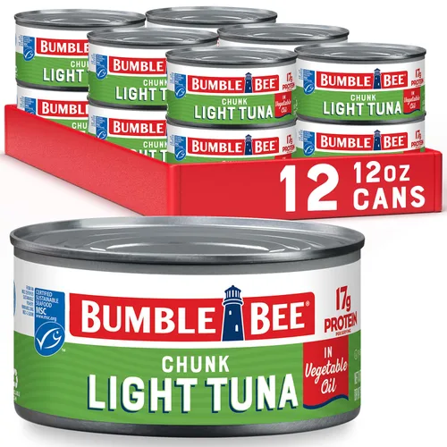Vista 10 de Bumble Bee Atún Claro en Trozos en Aceite, Lata de 5 Onzas - Atún Listado Capturado Salvaje - 22g de Proteína por Porción - Mariscos Sostenibles