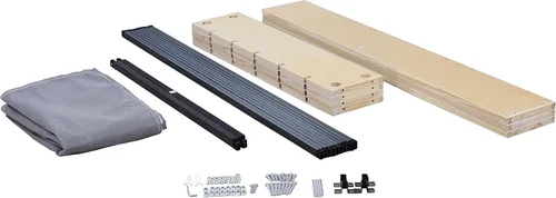 Vista 7 de Panana Base de cama con somier de 5 pulgadas, acero resistente con funda de tela, base de colchón, marco de madera, listones de metal, fácil