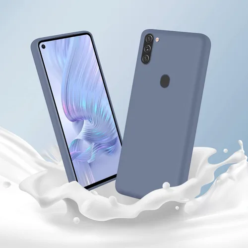 Vista 4 de Funda TPU de silicona líquida para Samsung Galaxy A11, gris
