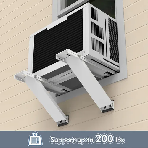 Vista 4 de Flamorrow Soporte de aire acondicionado de ventana, soporte de aire acondicionado resistente con 2 brazos, soporte universal de CA para ventana