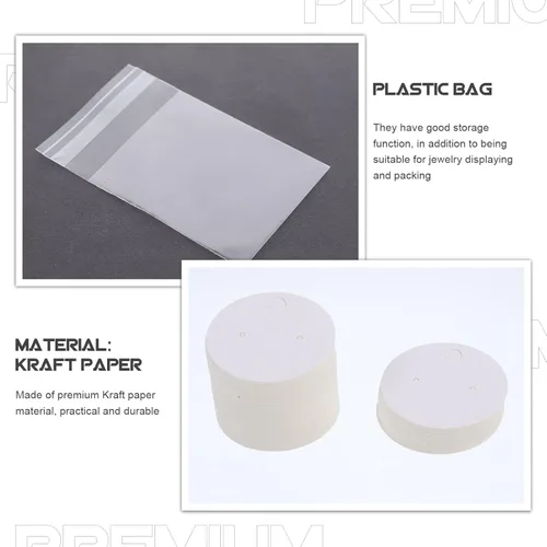 Vista 8 de TEHAUX Tarjetas de soporte de papel para pendientes, 100 unidades, tarjetas de pendientes de papel, almacenamiento de joyas de bricolaje