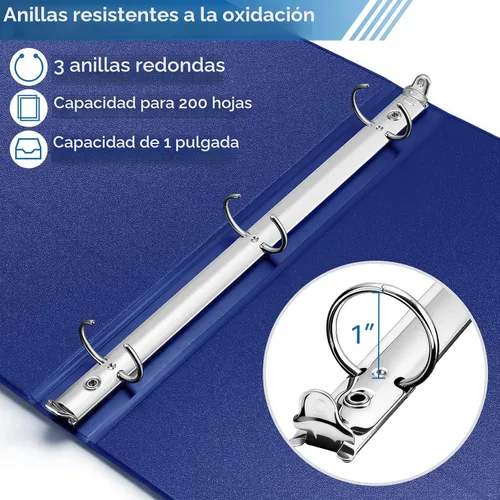 Vista 3 de Carpeta de 3 anillos de 1 pulgada con 2 bolsillos interiores, carpetas básicas de 1 pulgada con capacidad para papel de tamaño carta estadounidense