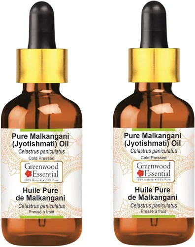 Vista 9 de Greenwood Essential Aceite puro de Malkangani (Malkangni/Jyotishmati) (Celastrus paniculatus) con cuentagotas de vidrio prensado en frío 0.2 fl oz