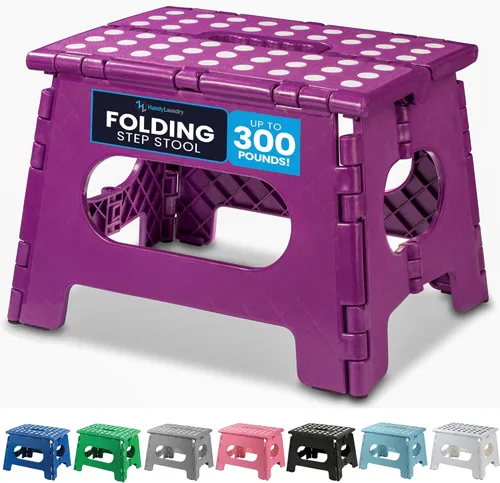 Vista 12 de Handy Laundry Taburete plegable de paso - Taburete plegable lo suficientemente resistente para apoyar a adultos y lo suficientemente seguro