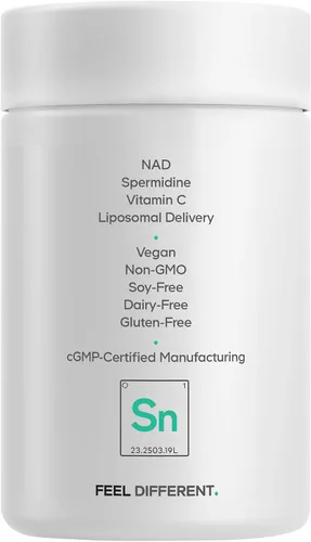 Vista 9 de Codeage Suplemento de espermidina liposomal NAD+ de espermidina - 500 mg de NAD+ vitamina C - Entrega liposomal - Píldoras de nicotinamida adenina