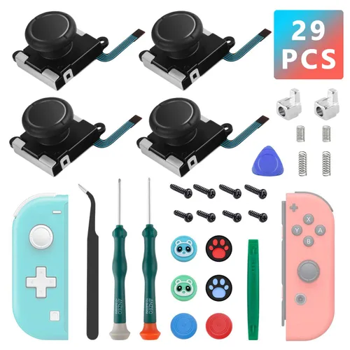Vista 8 de LONANDY 2 Pack Joycon Joysticks, Joycon Repair Kit Joystick Replacement Parts for Nintendo Switch, Switch Lite & Switch OLED, Include Thumb Grips