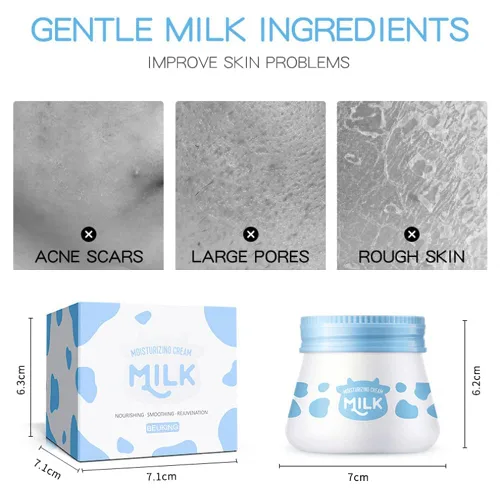 Vista 4 de Crema de leche facial, hidratante nutritiva reparadora de la piel, hidratante facial para hidratar y suavizar la piel seca, piel firme, crema de día