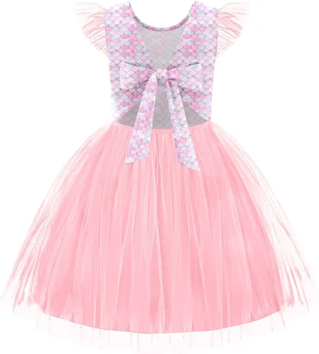 Vista 17 de Arshiner Vestido tutú de verano para niñas pequeñas, de tul sin espalda, para fiesta, cumpleaños, vestidos de algodón, 2-6 años