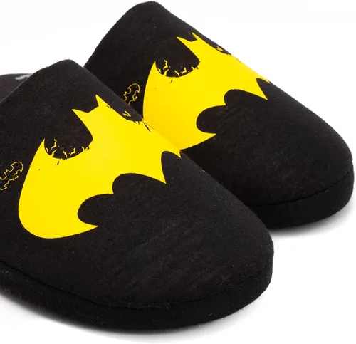 Vista 6 de DC Comics Batman - Pantuflas para hombre con logotipo amarillo oscuro, Negro