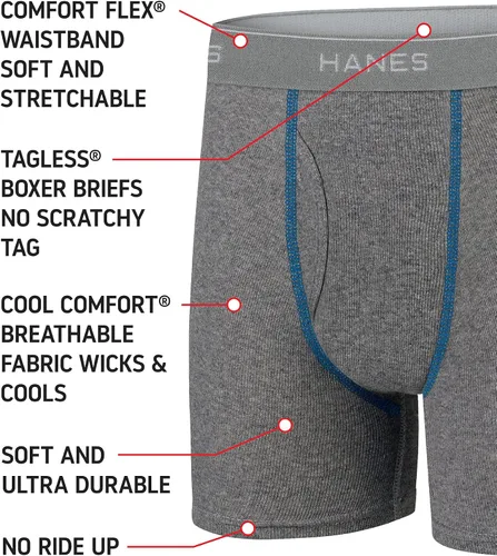 Vista 4 de Hanes Calzoncillos tipo bóxer Comfort Flex y Comfortsoft, paquete de 10 unidades disponibles para niños y niños pequeños