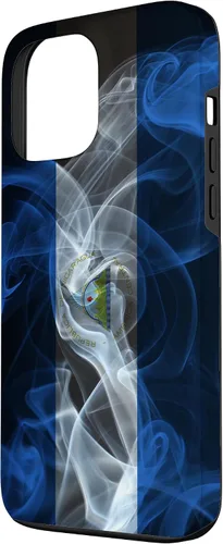 Vista 2 de iPhone 13 Pro Max Smoky Nicaragua Flag - Funda de orgullo nicaragüense estilo humo