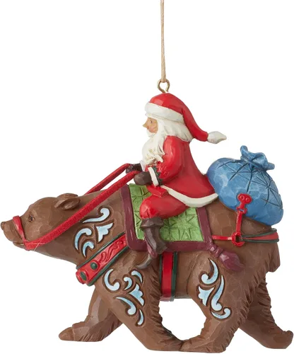 Vista 3 de Enesco Jim Shore Heartwood Creek - Adorno colgante de oso montante de Papá Noel, 3.94 pulgadas, multicolor